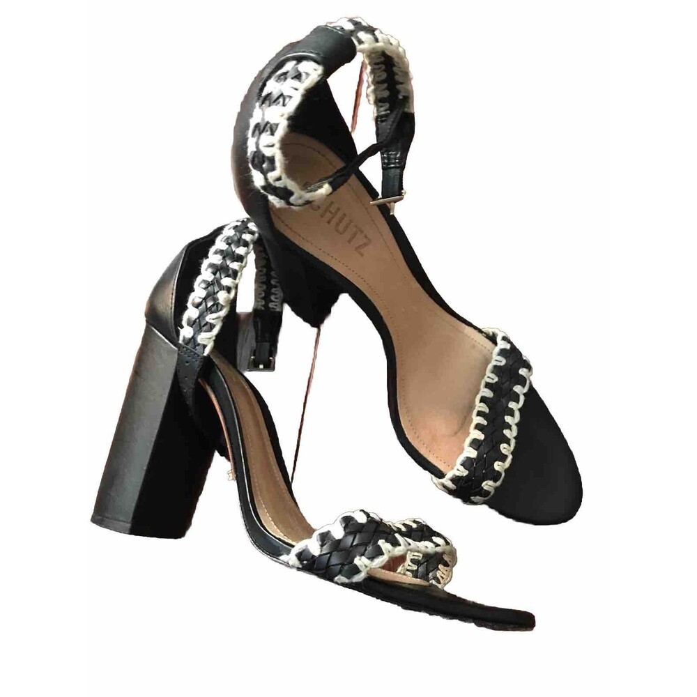 Schutz Women’s Heeled Sandals/ Shoes White & Black Color Size 8.5 B